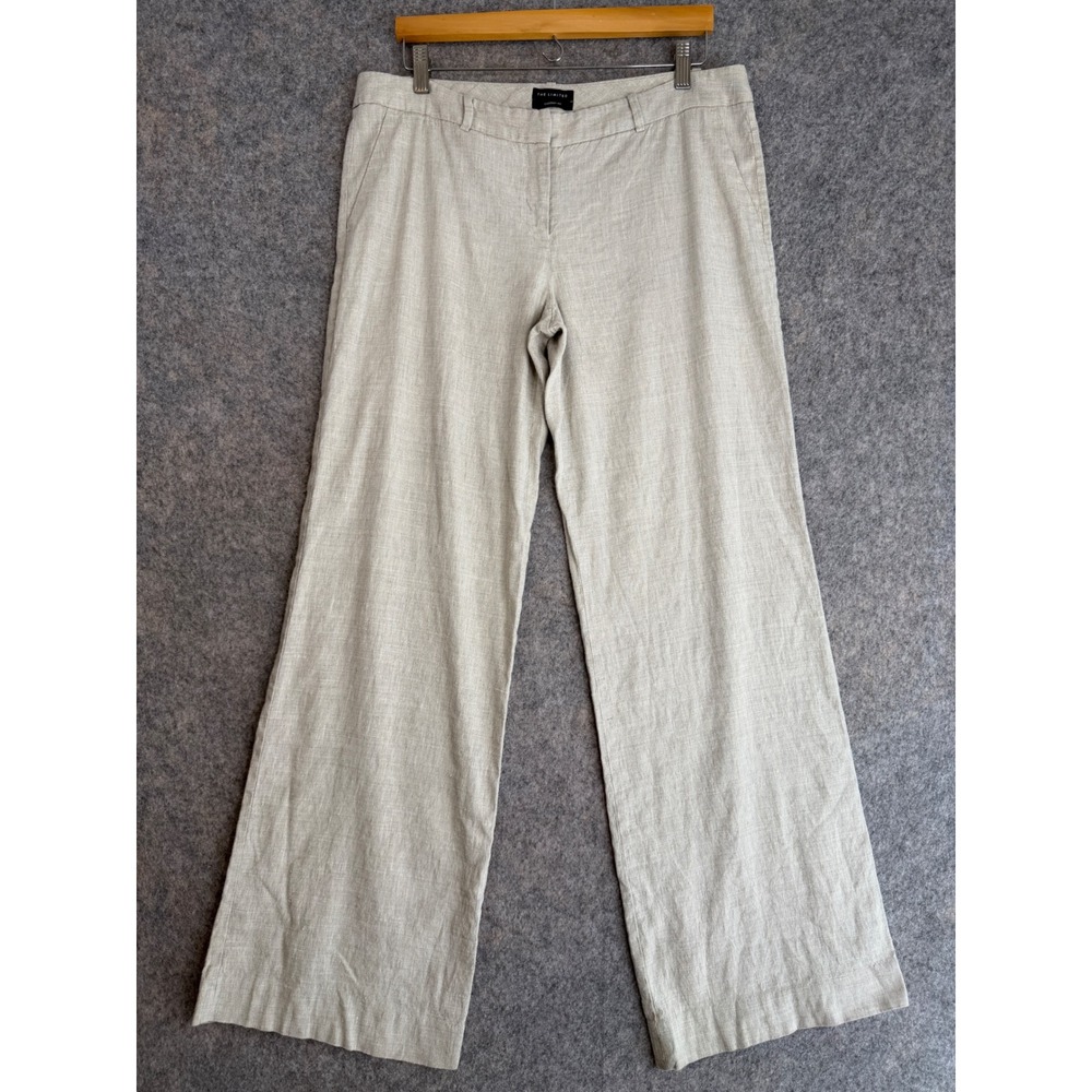 The Limited Linen Silk Wide Leg Trousers Womens 12 Beige Minimalist Coastal Pant